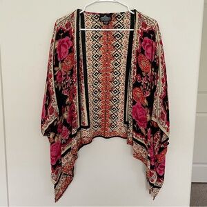 Angie Open Front Floral Rose Kimono Cover Up Size Small